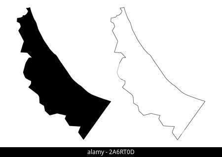 Al Batinah gouvernorat du Nord (Sultanat d'Oman, Gouvernorats d'Oman) map vector illustration, croquis gribouillis d'Al Batinah carte du Nord Illustration de Vecteur