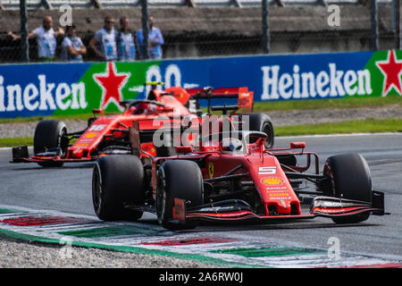 Italie/Monza - 08/09/2019 - # 5 Sebastian Vettel (GER, Team Scuderia Ferrari, SF90) et # 16 CHARLES LECLERC (AGC, Team Scuderia Ferrari, SF90) au cours de th Banque D'Images