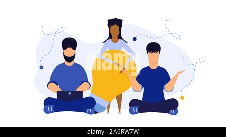Santé Bien-être des gens d'affaires. fond vecteur se détendre L'esprit de bien-être Soins du corps conscience icône concept illustration. Remise en forme santé entraînement FRV Illustration de Vecteur