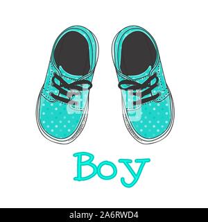 Croquis De Chaussures Pour Le Bebe Une Paire De Chaussures Isole Sur Un Fond Blanc Vector Illustration Image Vectorielle Stock Alamy