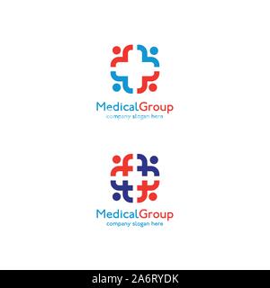 Logo du groupe médical. Modèle de conception de logo Social médical Élément - Vector Illustration de Vecteur