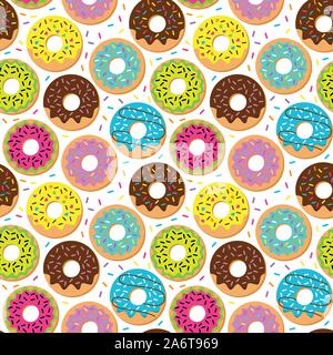 Arrière-plan vectoriel continu avec donuts et arrose Illustration de Vecteur