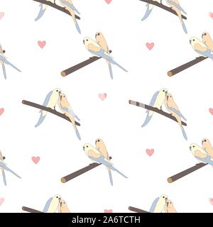 Dessiné à la main avec motif transparent beautiful couple d'oiseaux assis sur une branche.Idéal pour mariage cartes, cartes postales, t-shirts, suite nuptiale invitations, broch Illustration de Vecteur