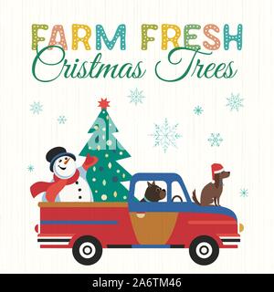 Ferme arbres de Noël frais Illustration de Vecteur