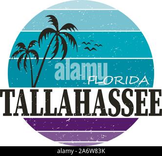 Tallahassee city travel destination. vecteur shirt logo Illustration de Vecteur