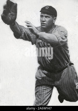 Vintage noir et blanc photo de joueur de baseball Hall of Fame Le Président Tris. Banque D'Images