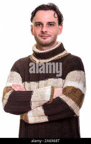 Studio shot of young man with arms crossed Banque D'Images