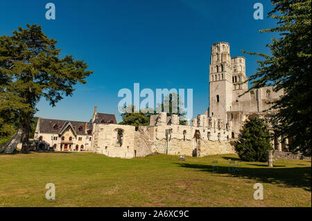 L'abbaye de Jumièges est considérée comme la plus belle Normandie ruine, Jumièges, France Banque D'Images