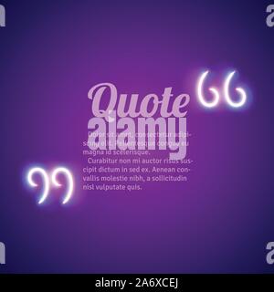 Lumineux néon rétro guillemets frame Illustration de Vecteur