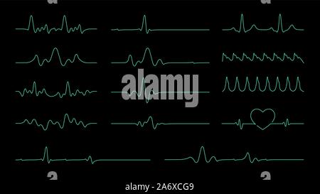 La ligne d'impulsion pour l'élément collection vecteur sur la fréquence cardiaque et cardiogramme moniteur. Illustration de Vecteur