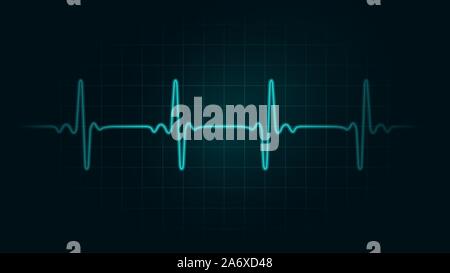 Taux d'impulsions sur la ligne de l'arrière-plan du graphique vert du moniteur. Illustration sur le rythme cardiaque et cardiogramme moniteur. Illustration de Vecteur