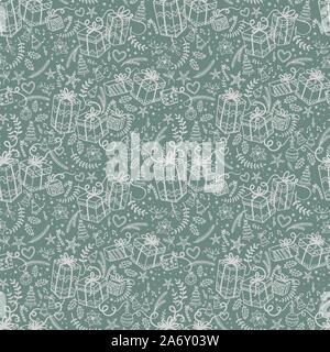 Fun et élégant avec motif transparent Noël Noël, cadeaux et décoration - esquisses - idéal pour l'emballage, le textile, toile - vector Illustration de Vecteur