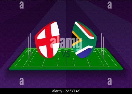 L'équipe de rugby de l'Angleterre contre l'Afrique du Sud, le terrain de rugby. Vector Sport modèle. Illustration de Vecteur