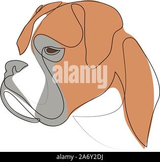 Ligne continue boxeur. Seule ligne chien style minimal vector illustration Illustration de Vecteur