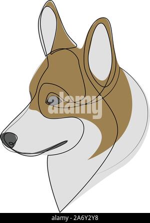 Ligne continue Welsh Corgi Pembroke. Ligne unique style minimal Corgi chien vector illustration Illustration de Vecteur