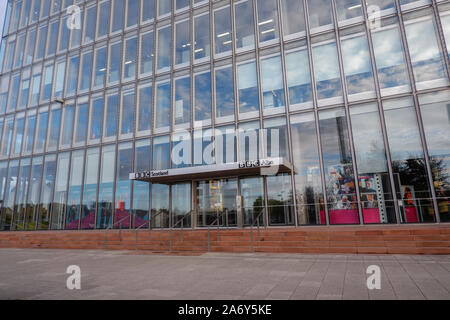 BBC Pacific Quay - BBC Scotland's studio de télévision et de radio complexe au quai du Pacifique, Glasgow, Ecosse. Banque D'Images