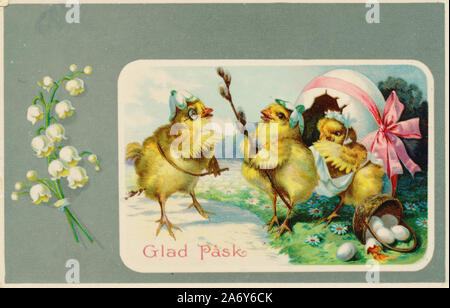 POLTAVA, UKRAINE - Octobre 7, 2019. Carte postale Vintage Imprimé en Allemagne au début du xxe siècle pour Joyeuses Pâques Banque D'Images