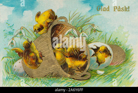 POLTAVA, UKRAINE - Octobre 7, 2019. Carte postale Vintage Imprimé en Allemagne au début du xxe siècle pour Joyeuses Pâques Banque D'Images