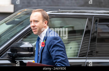 Londres, Royaume-Uni. 29 Oct, 2019. Matt Hancock Secrétaire de la santé arrive à une réunion du Cabinet au 10 Downing Street, London Credit Ian Davidson/Alamy Live News Crédit : Ian Davidson/Alamy Live News Banque D'Images