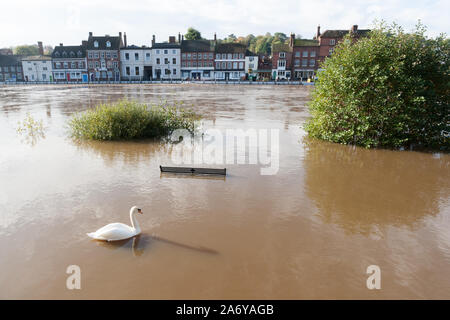 Bewdley, Worcestershire, dans des conditions d'inondation, 2019. UK Banque D'Images