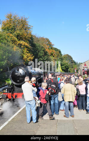 Sur la ferme de la petite gare, KWVR, ferme de la gare, KWVR, Keighley et Worth Valley Banque D'Images