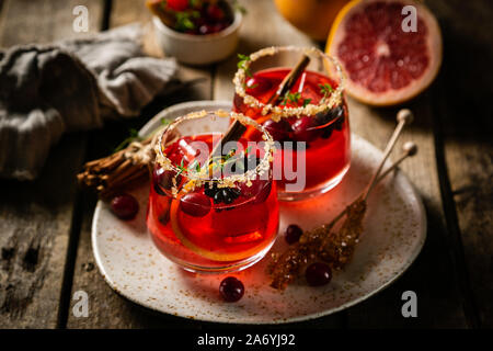 Cocktail de grâce à la canneberge, cimmanon, punch pamplemousse Banque D'Images