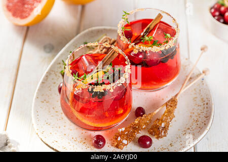 Cocktail de grâce à la canneberge, cimmanon, punch pamplemousse Banque D'Images