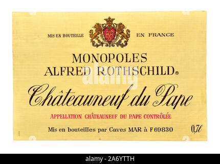 Étiquette de vin français - Rothschild Chateauneuf du Pape Banque D'Images