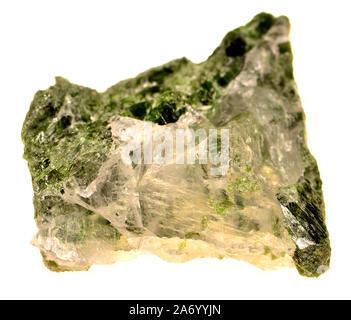 Les cristaux de quartz avec diopside Banque D'Images