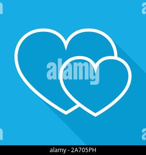 Résumé de contour de forme coeur. Vector illustration. Coeur blanc avec ombre portée de l'icône sur fond bleu. Le coeur comme un symbole de l'amour. Illustration de Vecteur