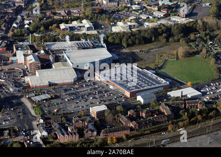 Vue aérienne de l'Sainsbury Superstore & McVitie's Factory à Carlisle, Cumbria, Royaume-Uni Banque D'Images