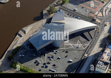 Vue aérienne de l'Imperial War Museum, Stretford, près de Salford Quays, Manchester Banque D'Images