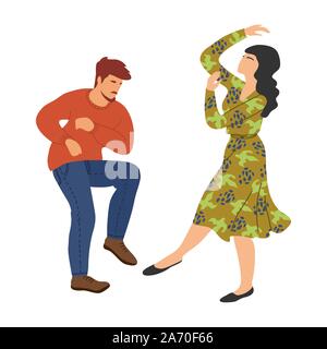 Danse isolés de personnes. Couple dans la danse. Cute vector part attirer l'illistration sur fond blanc Illustration de Vecteur