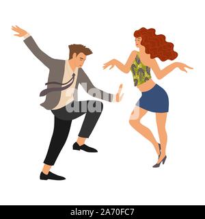 Couple dancing une torsion. Les gens dans la danse. Cute vector télévision part attirer l'illistration isolé sur fond blanc Illustration de Vecteur