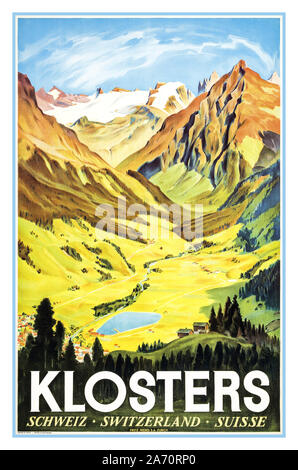 KLOSTERS Vintage spring summer Travel Poster par Carl Moos Klosters 1936 La Suisse Suisse Schweiz Suisse Banque D'Images