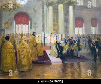 Mariage du tsar Nicolas II et de la grande-duchesse Alexandra Fiodorovna. Après un travail par Ilya Repin. Le Tsar Nicolas II, 1868 - 1918. La grande-duchesse Alexandr Banque D'Images