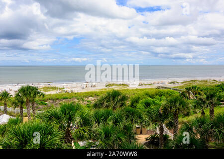 Plage sur Amelia Island dans le Nord de la Floride le long du littoral de l'Océan Atlantique Banque D'Images