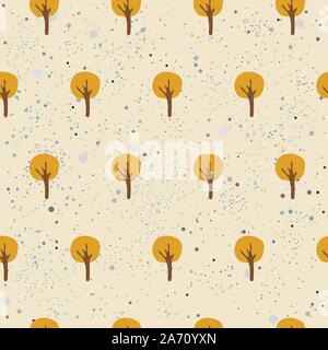 Motif transparent mignon avec les arbres d'automne avec quelques points. Vector Illustration Illustration de Vecteur