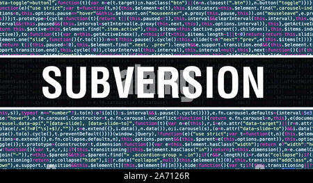 La subversion du texte écrit sur les codes de programmation résumé technologie historique de concepteur de logiciel et l'ordinateur d'un script. Concept de code Subversion sur le co Banque D'Images