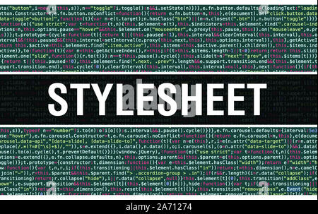 Texte écrit sur la feuille de résumé du code de programmation technologie historique de concepteur de logiciel et l'ordinateur d'un script. Concept de feuille de style de code sur le co Banque D'Images
