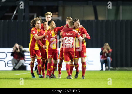 Almere, Pays-Bas. 29 Oct, 2019. ALMERE, 29-10-2019, le stade saison 2019/2020, Yanmar, Eerste ronde TOTO KNVB Beker.Go Ahead Eagles célébrant 1-1 pendant le jeu Almere City - Go Ahead Eagles : Crédit Photos Pro/Alamy Live News Banque D'Images