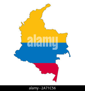 Une Colombie carte sur fond blanc avec clipping path Banque D'Images