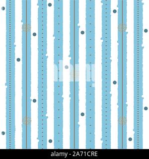 Confettis scintillants or points et flocons. Modèle sans couture. Rayures bleues sur fond blanc. Fête rétro arrière-plan. Maison de vacances Carte de vœux. Mer Illustration de Vecteur