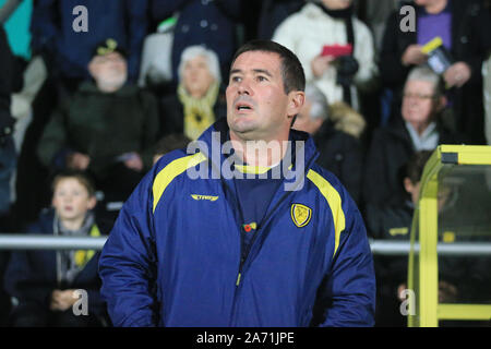 Burton upon Trent, Royaume-Uni. 29 Oct, 2019. Nigel Clough Manager de Burton Albion au cours de l'EFL Carabao Tasse ronde de 16 Correspondance entre Burton Albion et Leicester City au stade de Pirelli, Burton upon Trent, en Angleterre. Photo par Mick Haynes. Usage éditorial uniquement, licence requise pour un usage commercial. Aucune utilisation de pari, de jeux ou d'un seul club/ligue/dvd publications. Credit : UK Sports Photos Ltd/Alamy Live News Banque D'Images