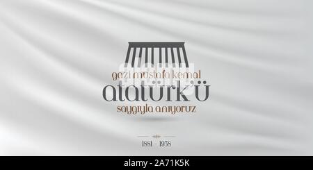 10 novembre, Mustafa Kemal Ataturk jour anniversaire de la mort. Jour commémoratif de Ataturk. Conception de panneaux. Illustration de Vecteur