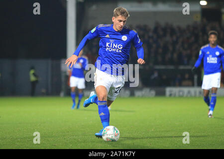 Burton upon Trent, Royaume-Uni. 29 Oct, 2019. Dennis Praet de Leicester City (26) au cours de l'EFL Carabao Tasse ronde de 16 Correspondance entre Burton Albion et Leicester City au stade de Pirelli, Burton upon Trent, en Angleterre. Photo par Mick Haynes. Usage éditorial uniquement, licence requise pour un usage commercial. Aucune utilisation de pari, de jeux ou d'un seul club/ligue/dvd publications. Credit : UK Sports Photos Ltd/Alamy Live News Banque D'Images