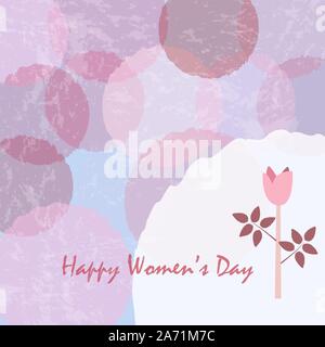 Happy Women's Day Card poster avec mignon fleur de rose dans des tons pastel de rose. Design moderne et délicate Illustration de Vecteur