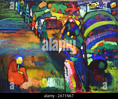 La peinture avec des maisons 1909 Fédération de Russie URSS Wassily Kandinsky Banque D'Images