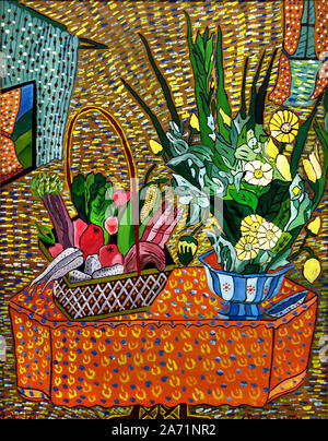 Salle à manger 1949 par Abelard Gesner (ou bien Gesnerr) naissance 1922 Peintre et sculpteur haïtien. Né à Port-au-Prince. Banque D'Images