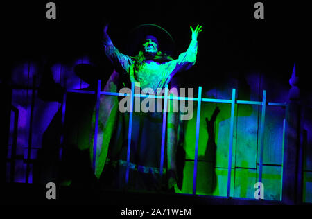 Buena Park, California, USA 27 octobre 2019 Une vue générale de l'atmosphère de sorcière dans la pendaison Show le 27 octobre 2019 à Knott's Scary Farm à Buena Park, Californie, USA. Photo de Barry King/Alamy Stock Photo Banque D'Images